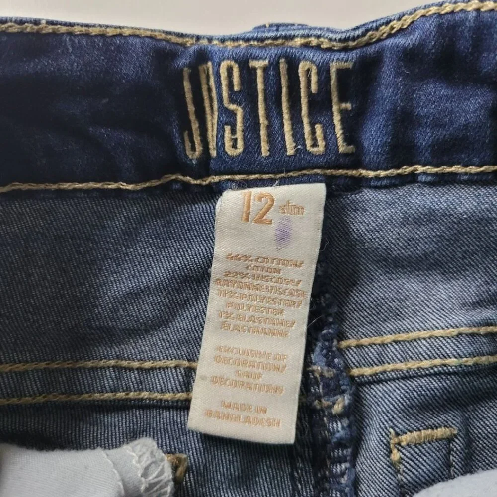 Justice Jean Shorts‎ Girls Size 12 Denim Rolled Distressed Cuffs